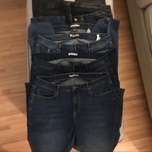 5 pairs of Justfab Jeans/pleather pants